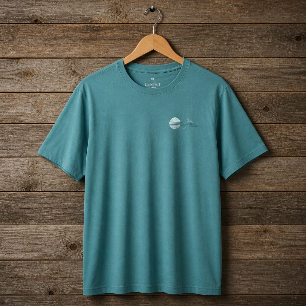 Men's Scenic Landscape Graphic Crew Neck T-Shirt – Teal Blue