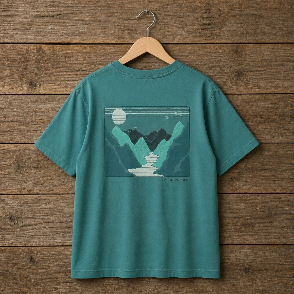 Men's Scenic Landscape Graphic Crew Neck T-Shirt – Teal Blue
