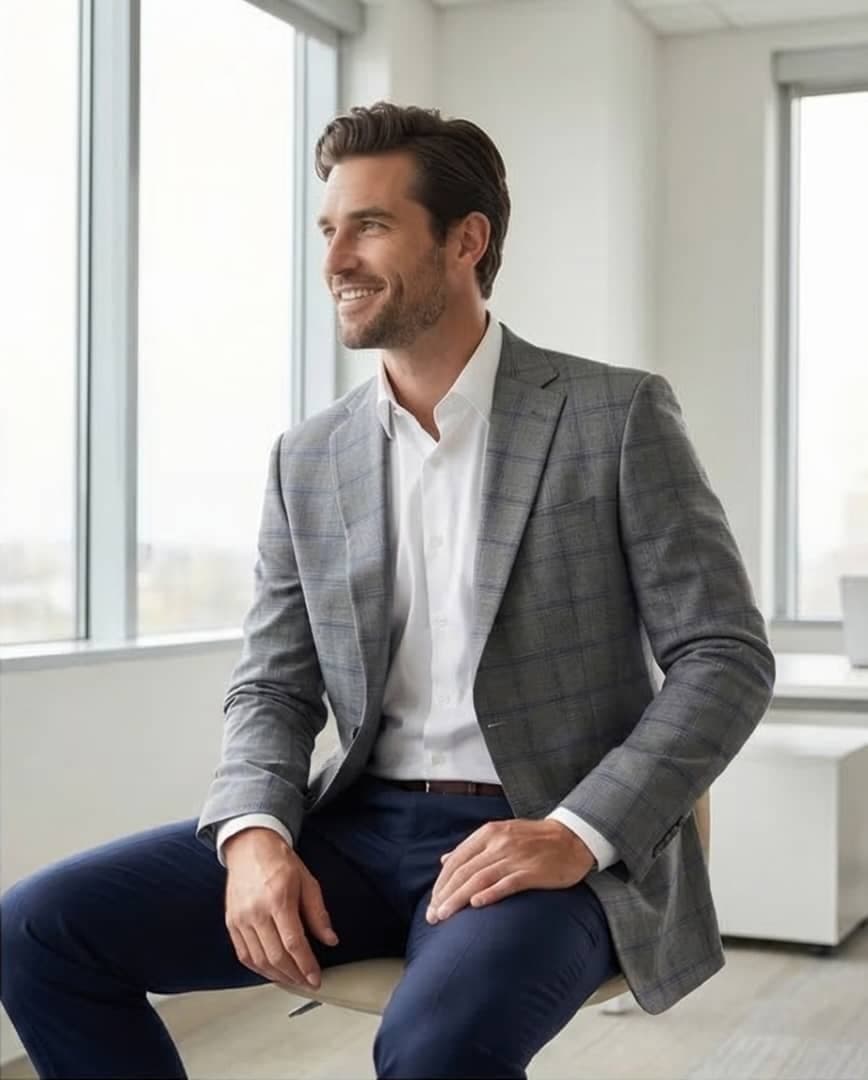 Men's Single Breasted Double Vent Italian Standard Blazer