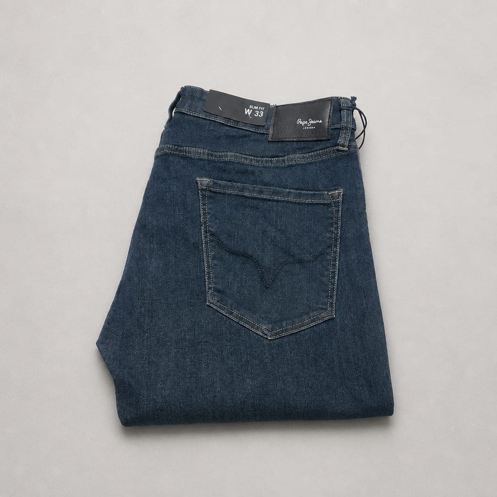 Men’s Straight Fit Stretch Denim Jeans – Dark Wash Blue