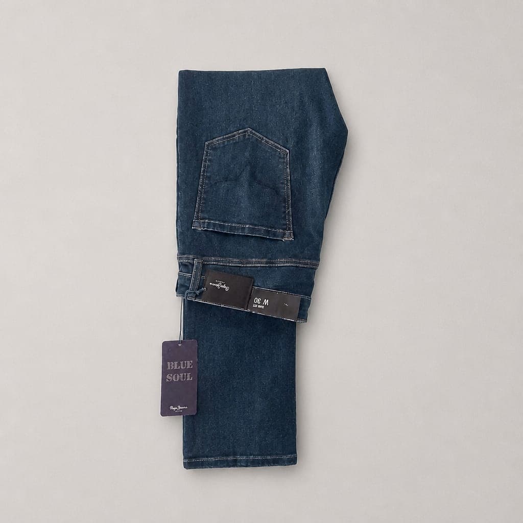 Men’s Straight Fit Stretch Denim Jeans – Dark Wash Blue