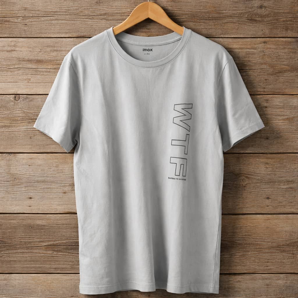 Men's WTF Vertical Graphic Crew Neck T-Shirt – Light Grey