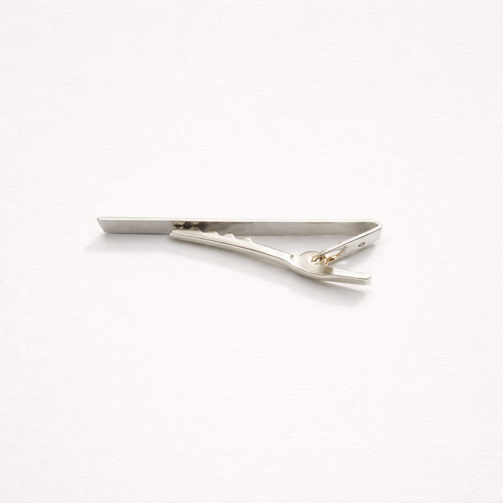 Modernist X Silver-Tone Geometric Tie Bar For Men