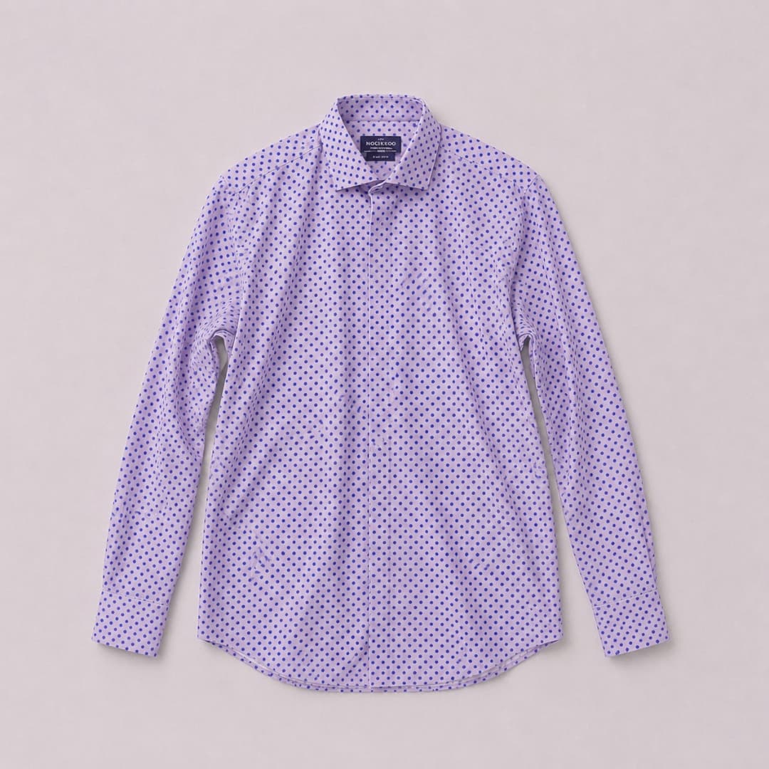 Molteno Men’s Lavender Polka Dot Long Sleeve Shirt – Lavender Purple / Blue