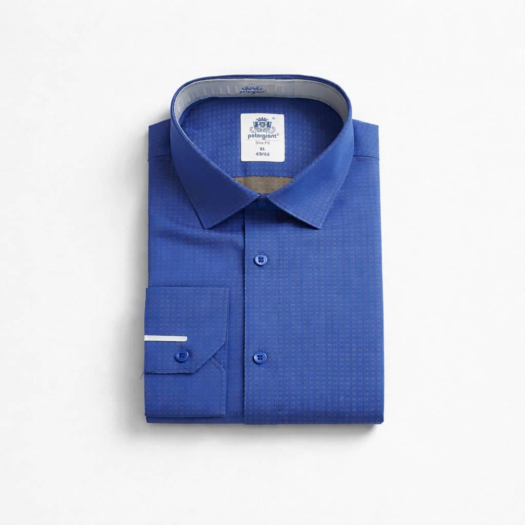 Petergjont Men's Micro Textured Long Sleeve Dress Shirt – Royal Blue