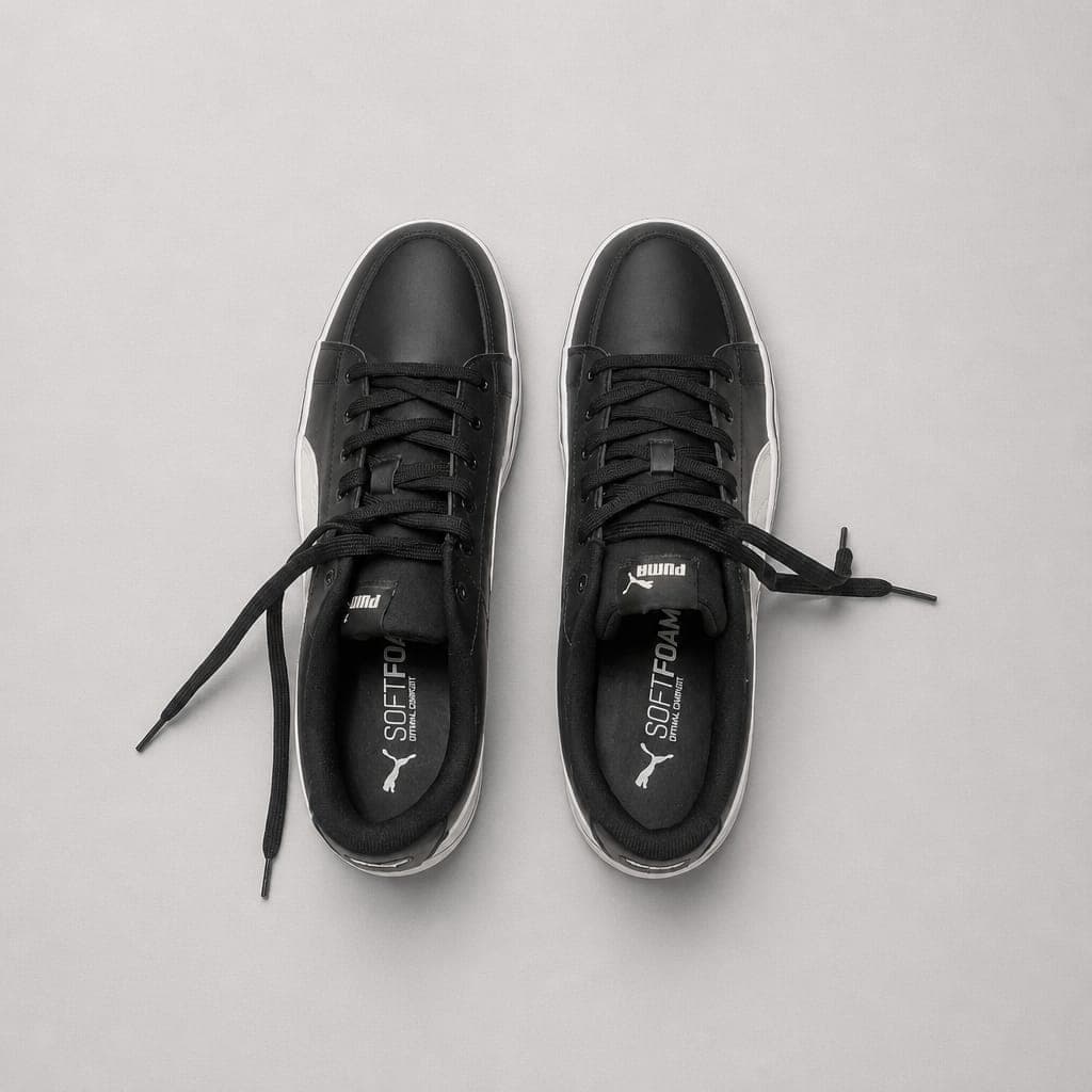Puma Men’s Black Low-Top Lace Up Sneakers – Black