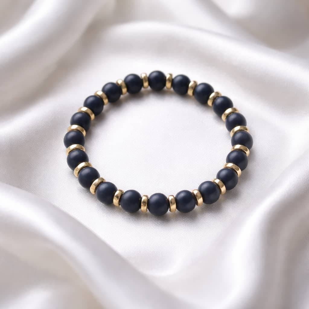 Split Beaded Bracelets For Men – Black/Gold