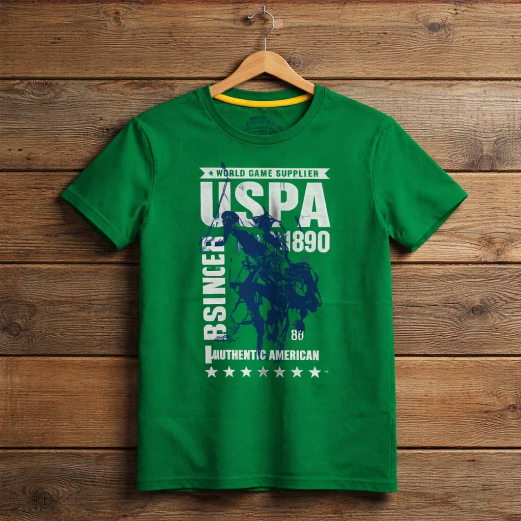 U.S.P.A Men's Premium Graphic Print Crew Neck T-Shirt – Emerald Green
