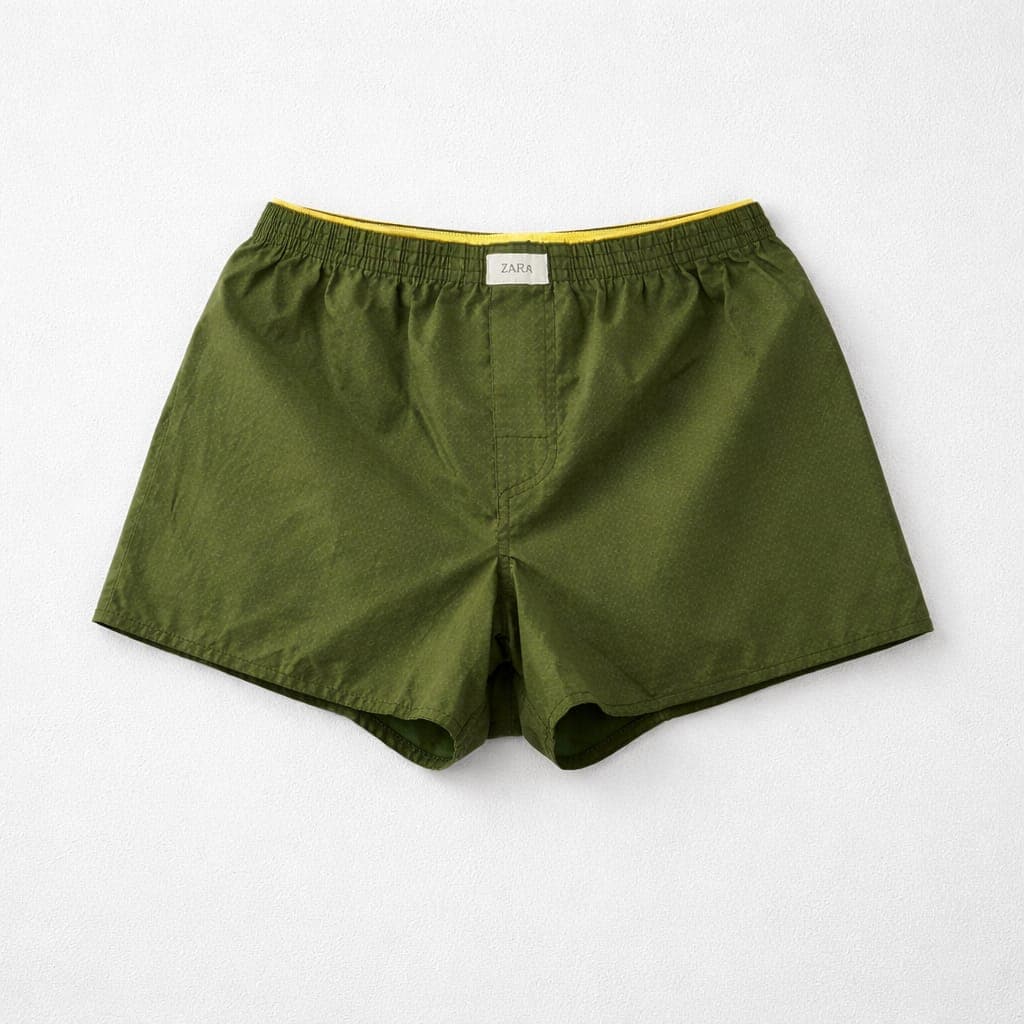 Zara Men’s Lightweight Boxer Shorts – Olive Green