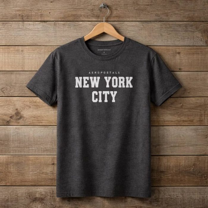 Aeropostale Mens Heritage Graphic T Shirt Charcoal Heather