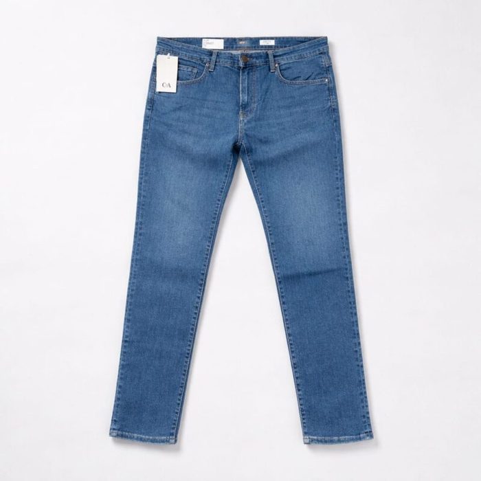 C&A Men’s Regular Fit Stretch Denim Jeans – Medium Blue Wash