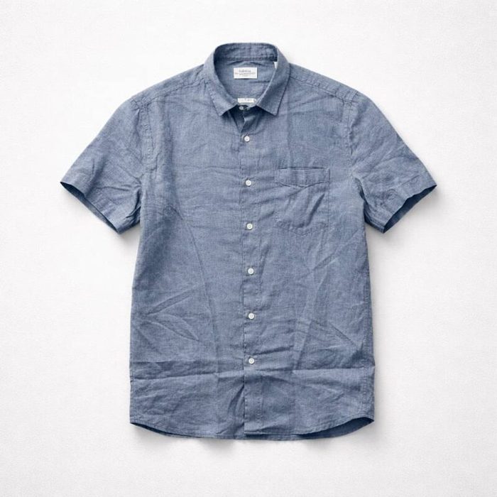 Celio Men’s Short Sleeve Linen Shirt – Light Grey — image 3