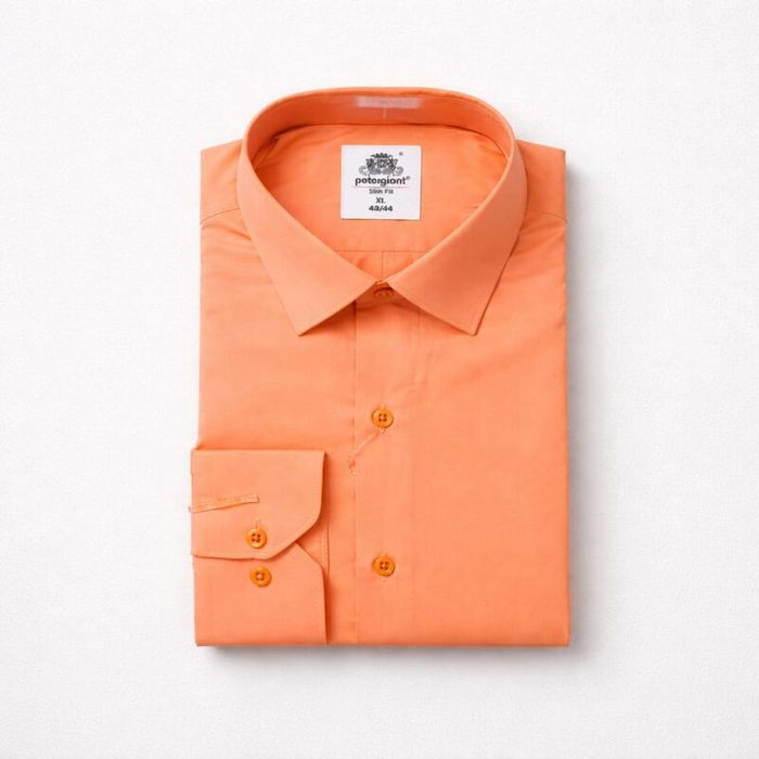 Classic Long Sleeve Dress Shirt For Men – Orange — image 1