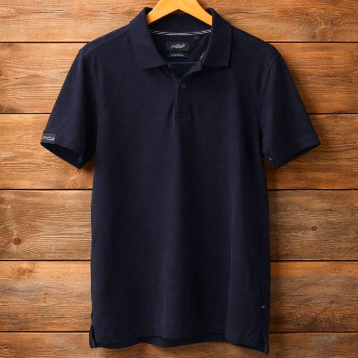 Crocodile Wrinkle Recovery Classic Polo Shirt for Men Jet Black