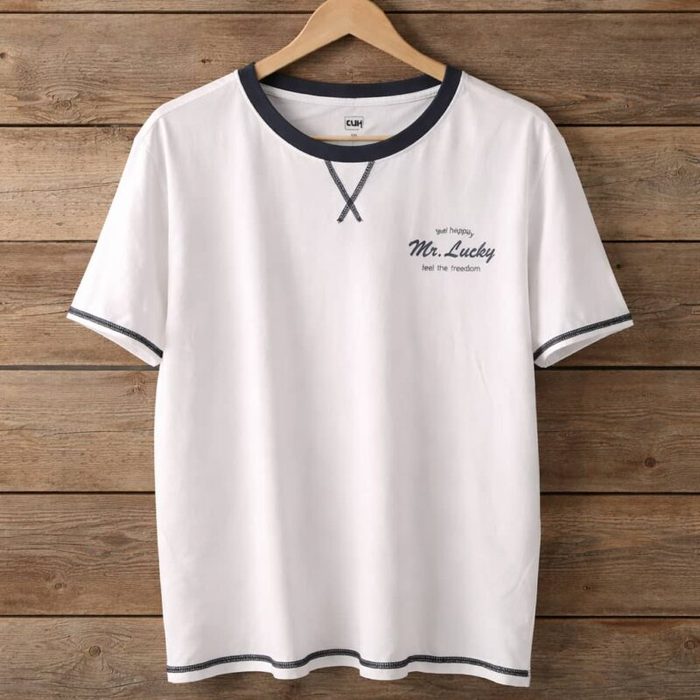 CUH Men’s Contrast Ringer Crew Neck T-Shirt – White — image 1