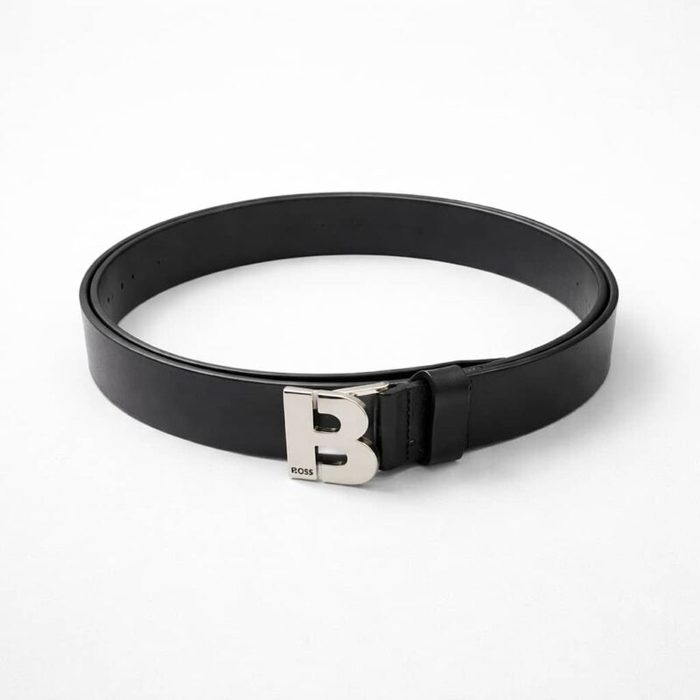 Hugo Boss Classic Leather Signature Buckle Belt – Black — image 4