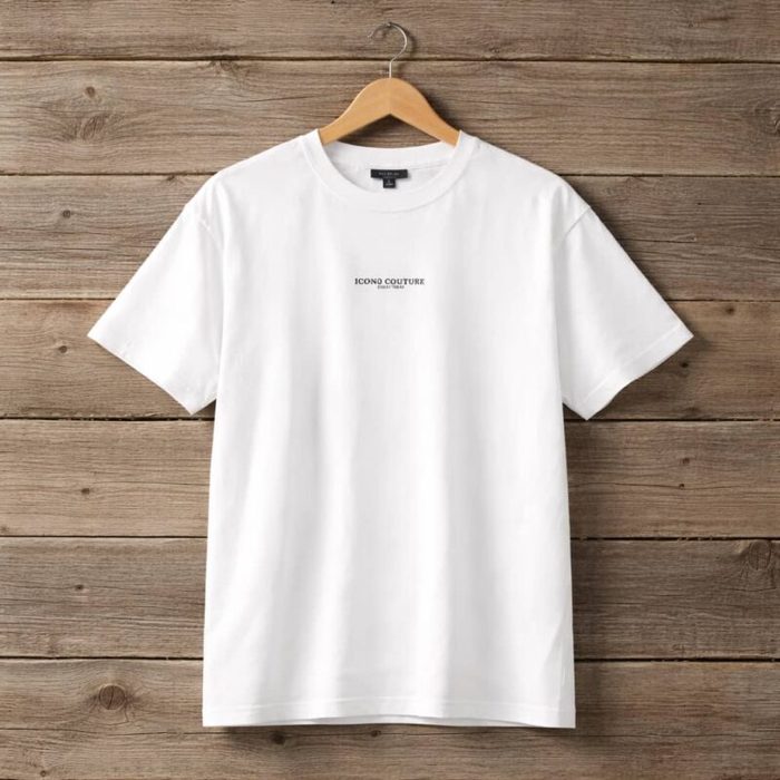 Icono Couture Men’s Minimalist Graphic Print T-Shirt – White — image 1