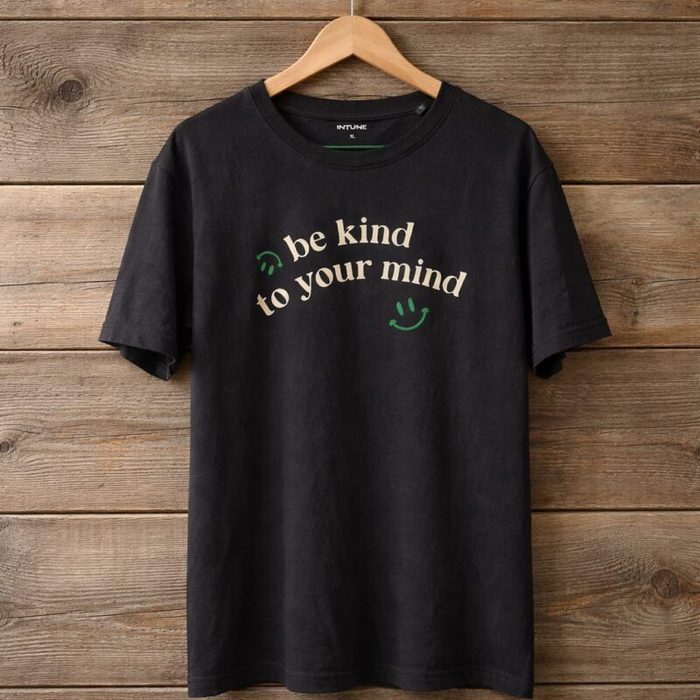 in Tune Mens Graphic Quote Crew Neck T Shirt Black