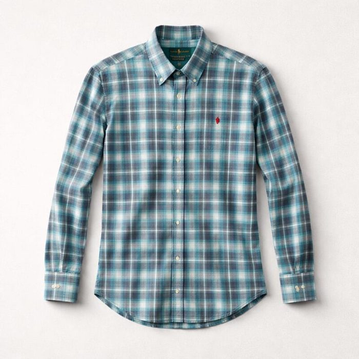 Lerros Men’s Checkered Long Sleeve Shirt – Blue/Grey/White — image 1