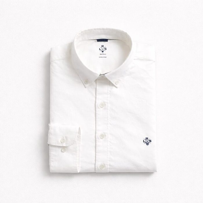 LRS Men’s Essential Heritage Oxford Long Sleeve Shirt – White
