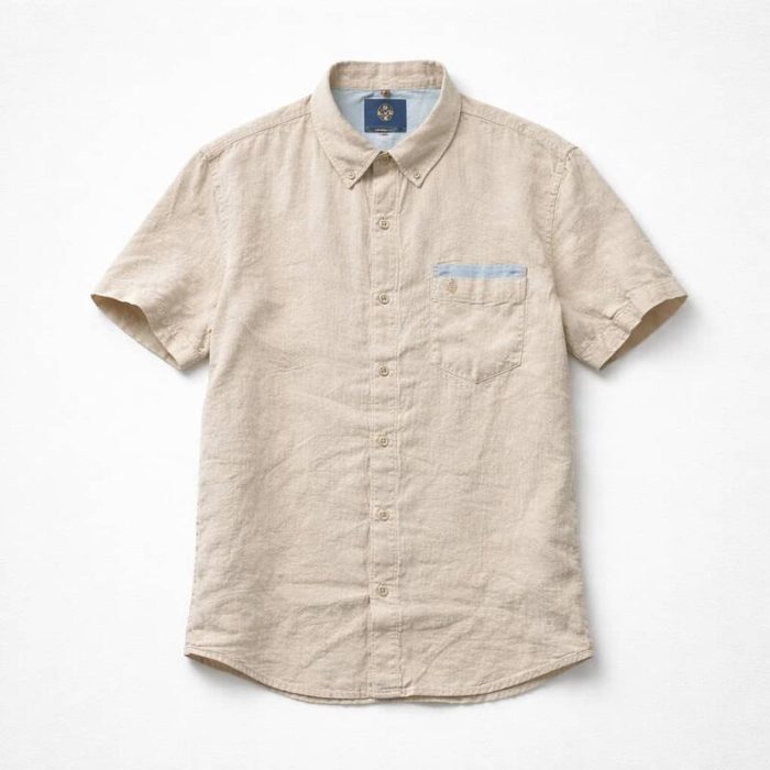 LRS Men’s Short Sleeve Contrast Pocket Shirt – Cream — image 1