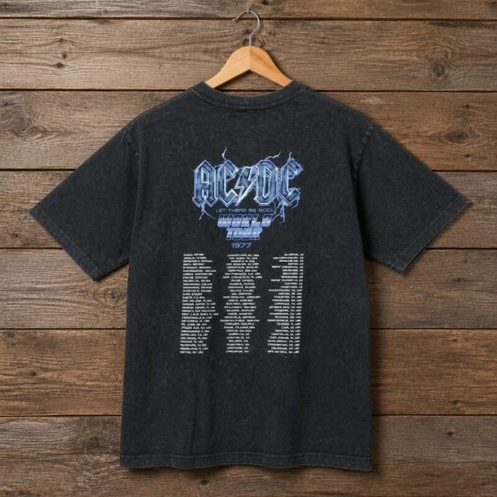 Men’s AC/DC Graphic Crew Neck T-Shirt – Vintage Washed Black — image 2