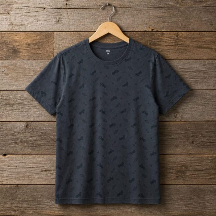 Men’s All-Over Print Crew Neck T-Shirt –  Charcoal Grey — image 1