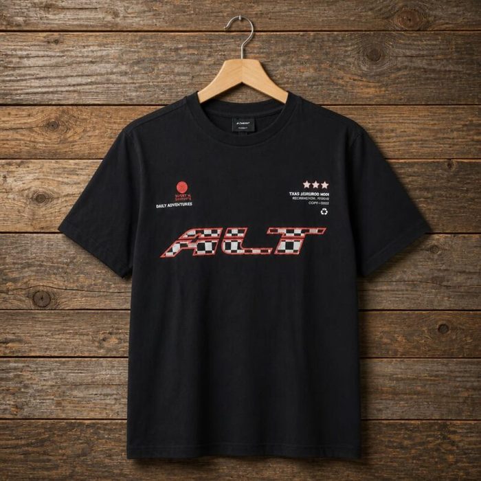 Mens Alt Graphic Crew Neck T Shirt Black