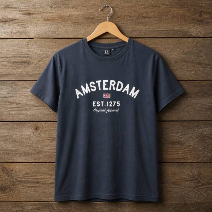 Men’s Amsterdam Graphic Print Crew Neck T-Shirt – Navy Blue — image 1
