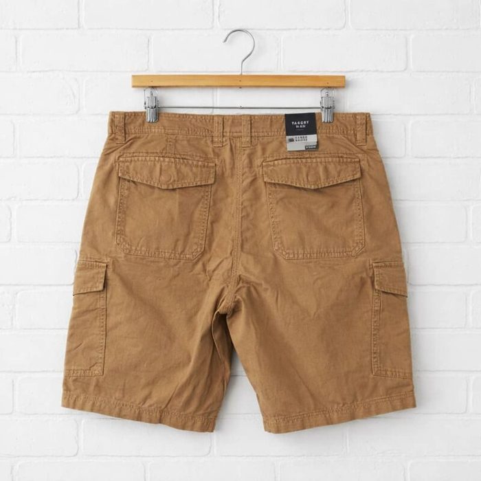Mens Belted Cargo Short Khaki Brown