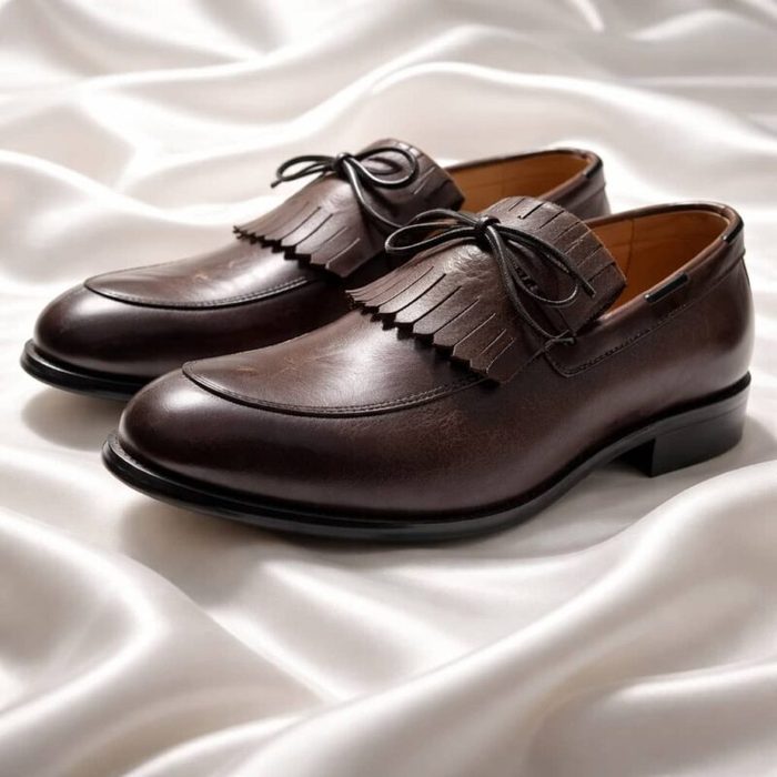 Men’s Brown Leather Tassel Loafers – Brown