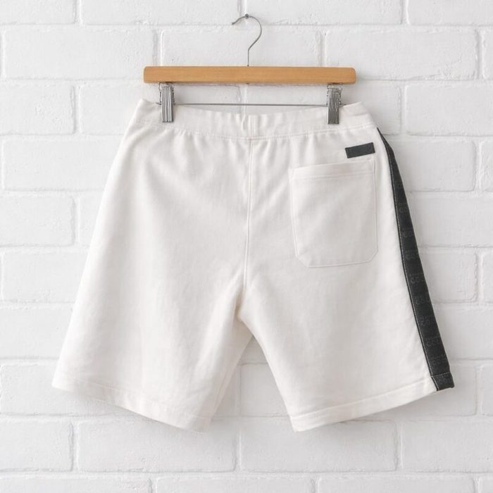 Mens Classic Drawstring Taped Sweat Jogger Shorts White