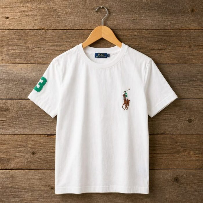 Mens Classic Fit Crew Neck Logo T Shirt White