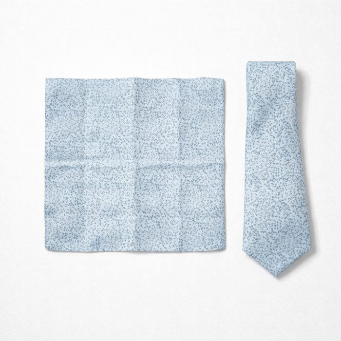 Men’s Classic Floral Tie & Pocket Square Set – Sky Blue — image 3