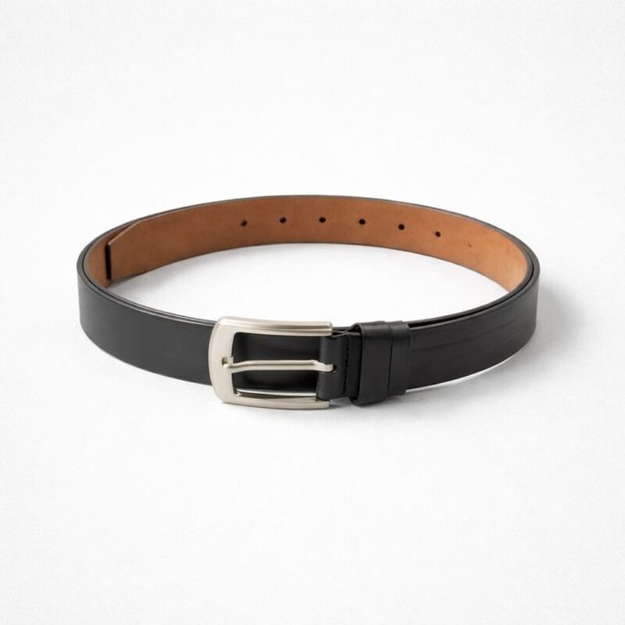 Men’s Classic Leather Formal Buckle Belt – Black