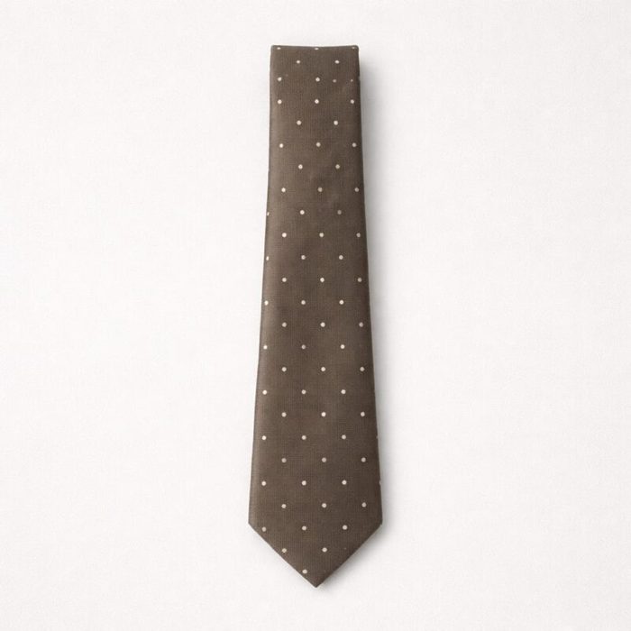 Men’s Classic Micro Dot Tie & Pocket Square  – Olive Brown — image 1