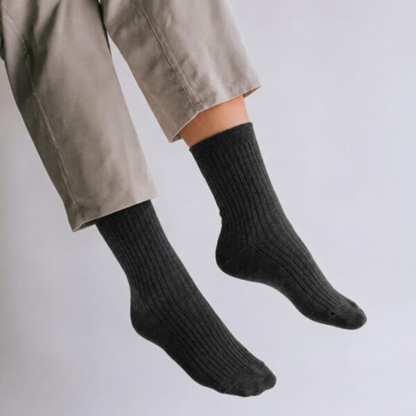 Men’s Classic Ribbed Crew Socks – Charcoal Grey — image 1