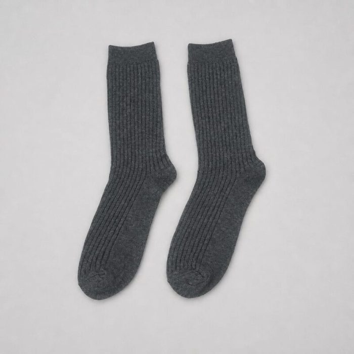 Men’s Classic Ribbed Crew Socks – Charcoal Grey — image 3