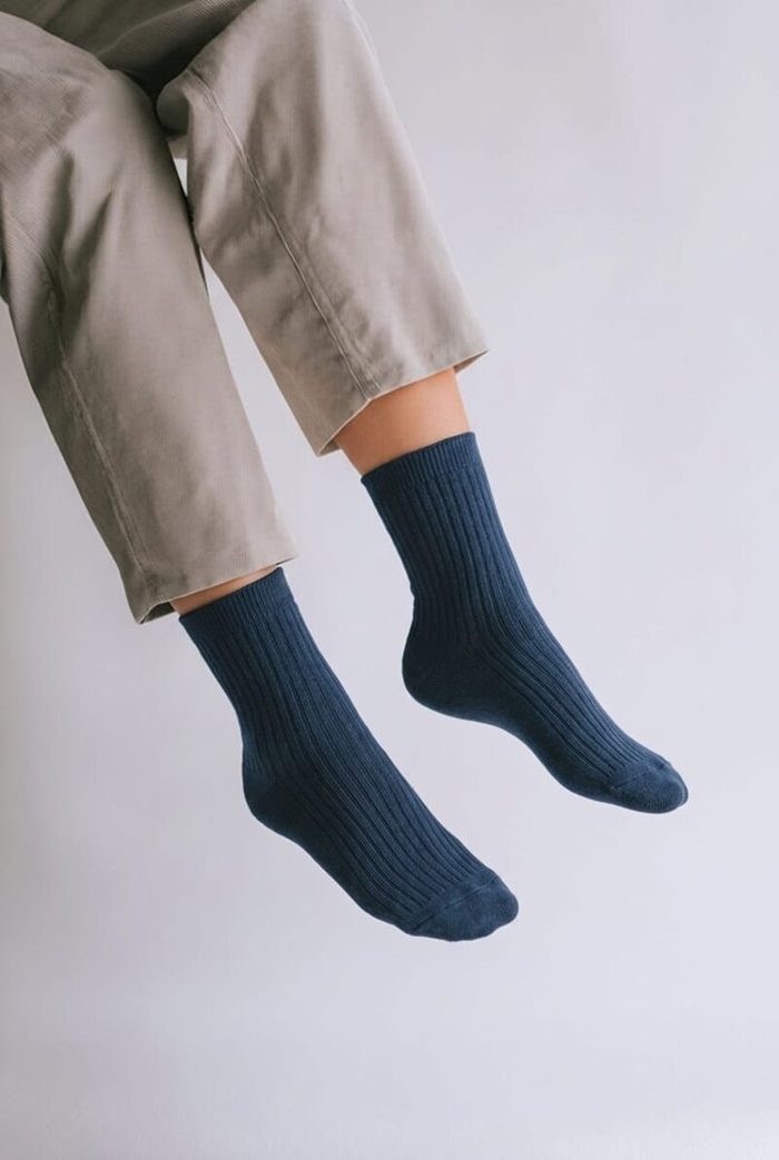 Men’s Classic Ribbed Crew Socks – Navy Blue