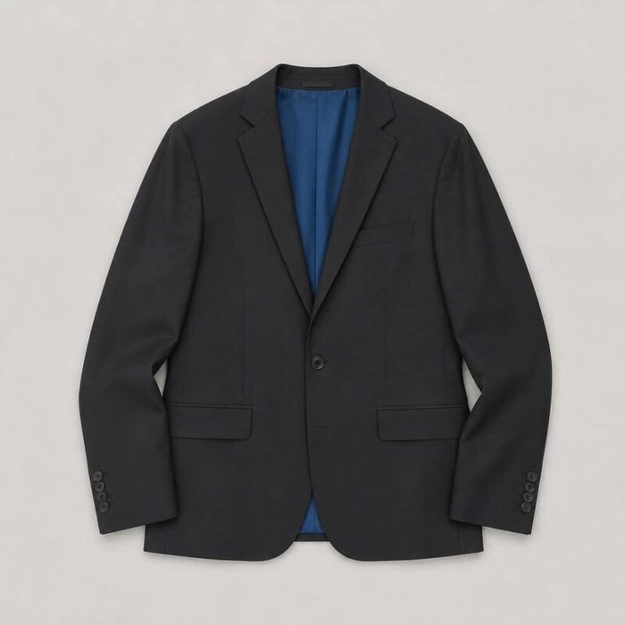 Men’s Italian Single Buttoned Double-Vent Blazer – Charcoal Black