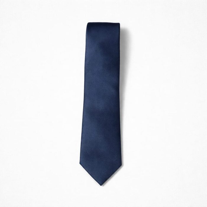 Men’s Classic Solid Tie with Pocket Square  – Navy Blue — image 1