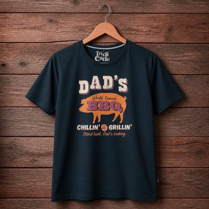 Mens Dads Bbq Chillin Grillin Graphic T Shirt Dark Navy