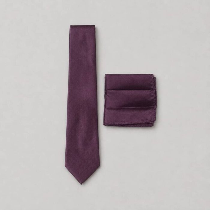 Men’s Satin Neck Tie with Matching Pocket Square – Dark Purple