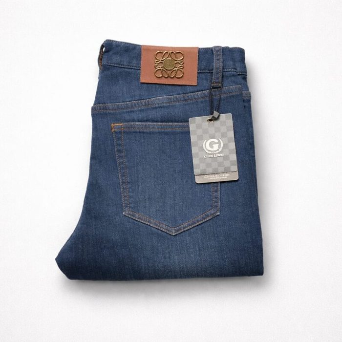 Men’s Designer Stretch Denim Jeans – Dark Blue Wash — image 1