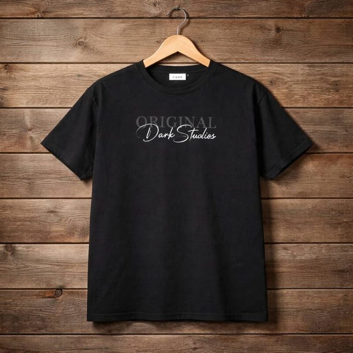 Mens Dual Tone Graphic Crew Neck T Shirt Black