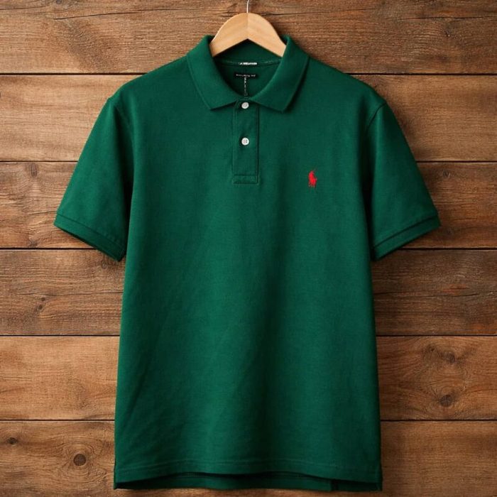 Mens Embroidered Pony Classic Fit Polo Shirt Forest Green