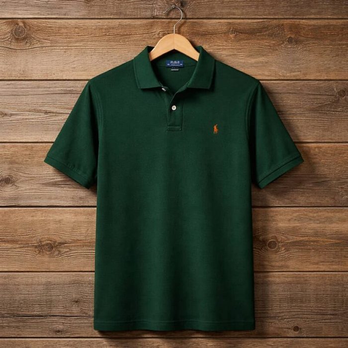 Mens Embroidered Short Sleeve Polo Shirt Hunter Green