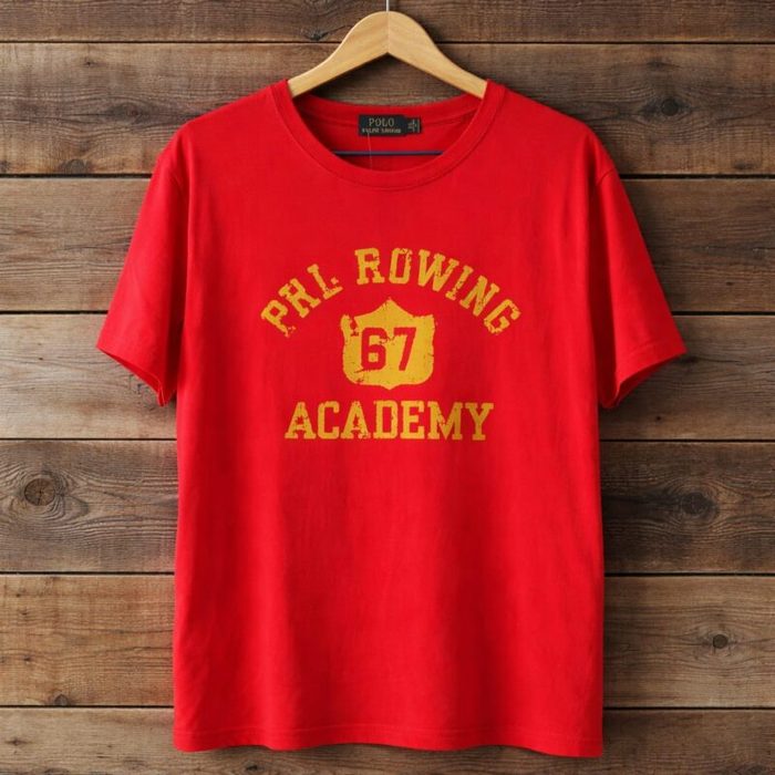 Mens Graphic Logo Crew Neck Cotton T Shirt Red