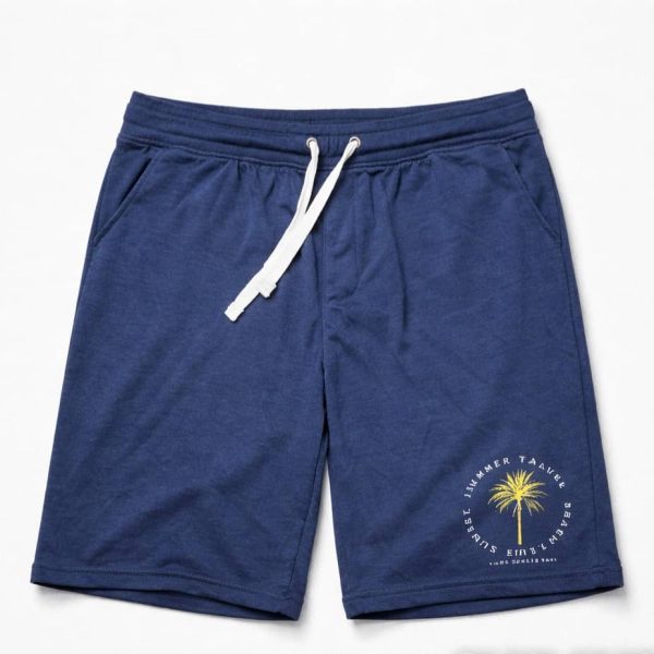 Men’s Graphic Print Drawstring Sweat Jogger Short – Navy Blue — image 1