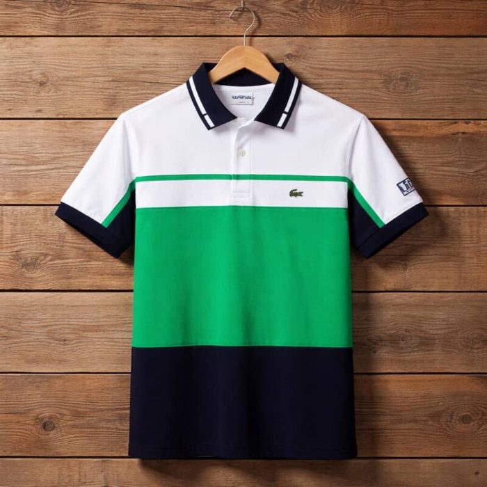 Men’s Heritage Color Block Polo Shirt – White/Green/Black — image 1